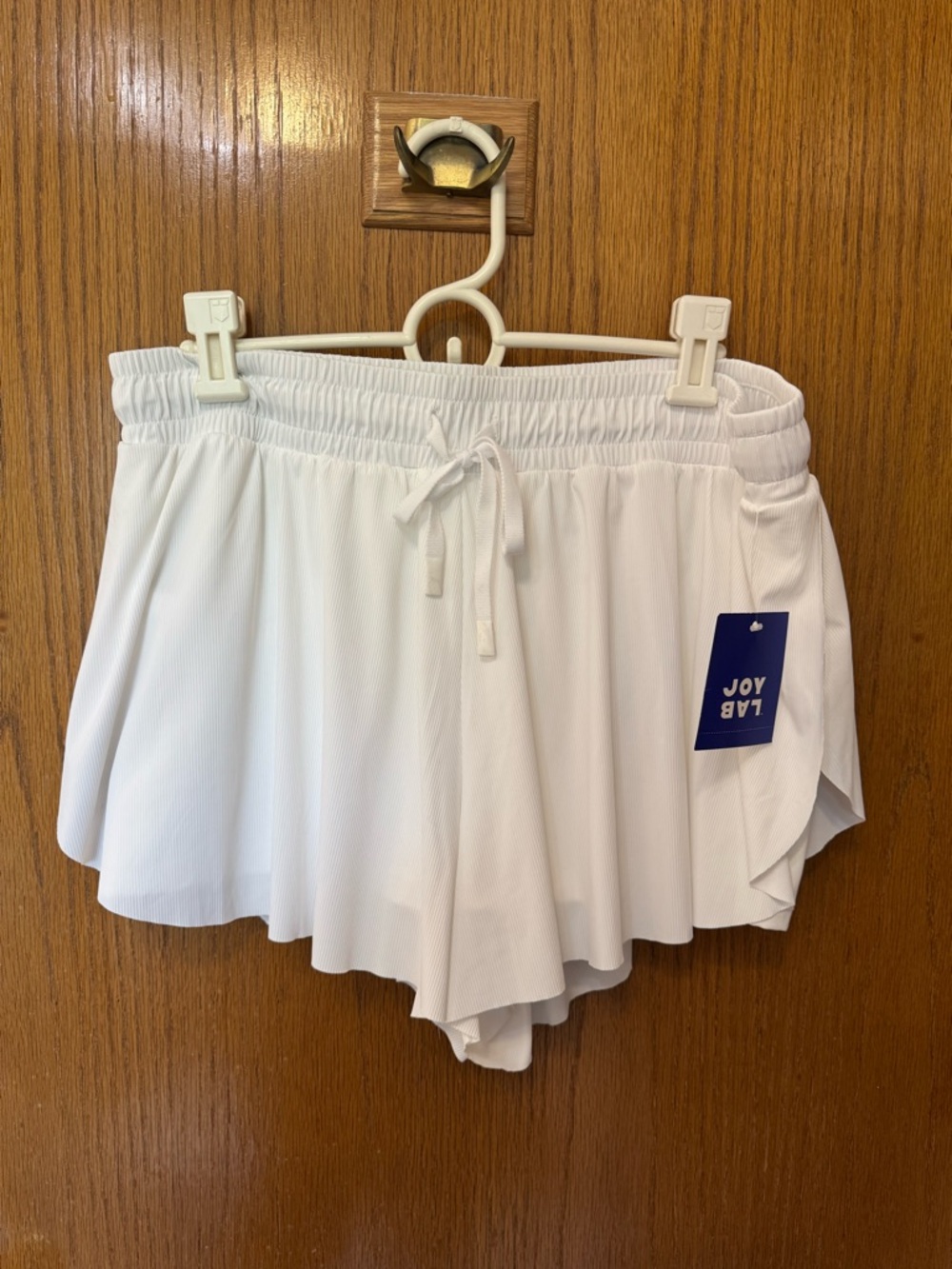 NWT JoyLab White Women's Athletic Skort Shorts with Drawstring Waist